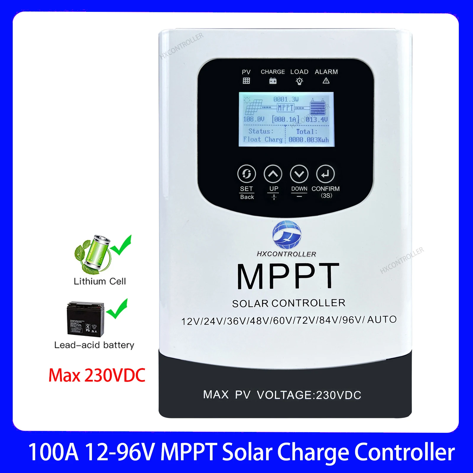 

100A 80A 60A 230VDC MPPT Solar Battery Charge Controller Solar Panel Regulator Charging Voltage Adjust For 12V 24V 48V 72V 96V