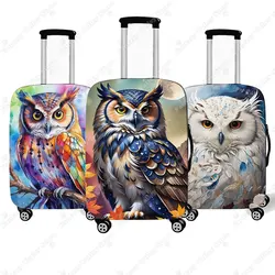 Colorful Owl Printing Luggage Cover Great Horned Owl Trolley Suitcase Protective Covers for 18 To 32 Inch Travel Accessories