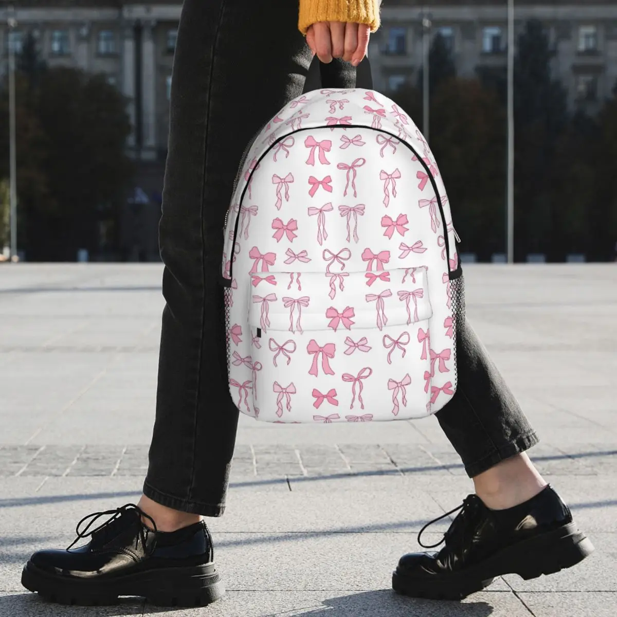 Rosa arco adesivo pacote design mochila venda quente mochila grande capacidade meninos meninas bookbag sacos de ombro das crianças dos homens saco escolar