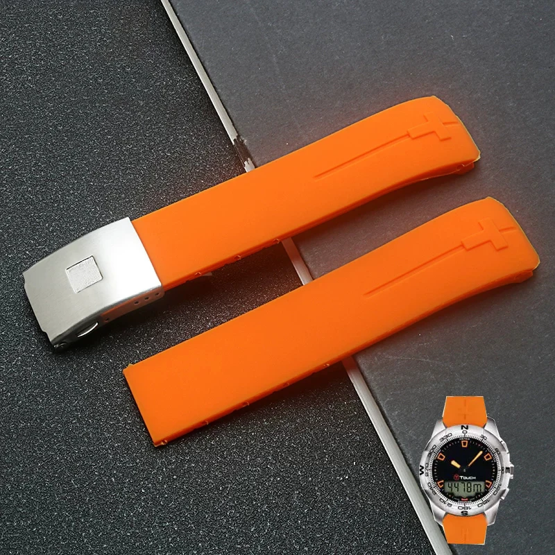 

For Tissot 1853 Tengzhi T-Touch original T013 rubber watch band T047T081T33 20mm 21mm Silicone strapMen's waterproof