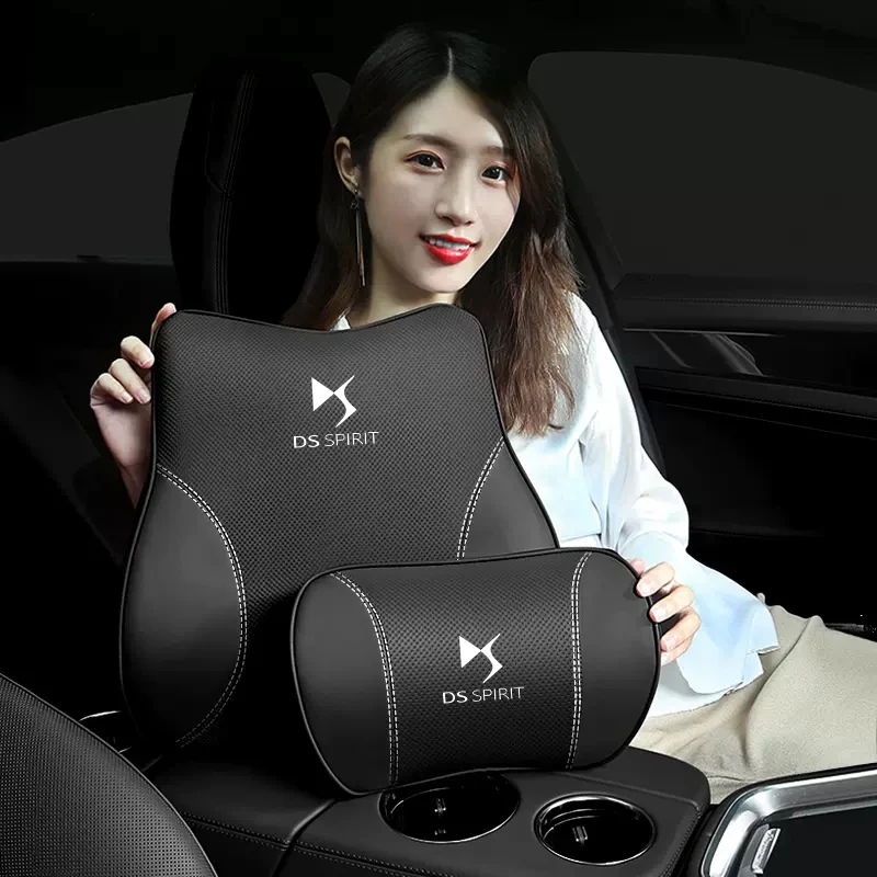 High-end Leather Car Headrest Waist Pillow Interior For DS SPIRIT DS4S DS5 5LS DS3 DS4 DS6 DS7 DS9 WILD RUBIS Deesse
