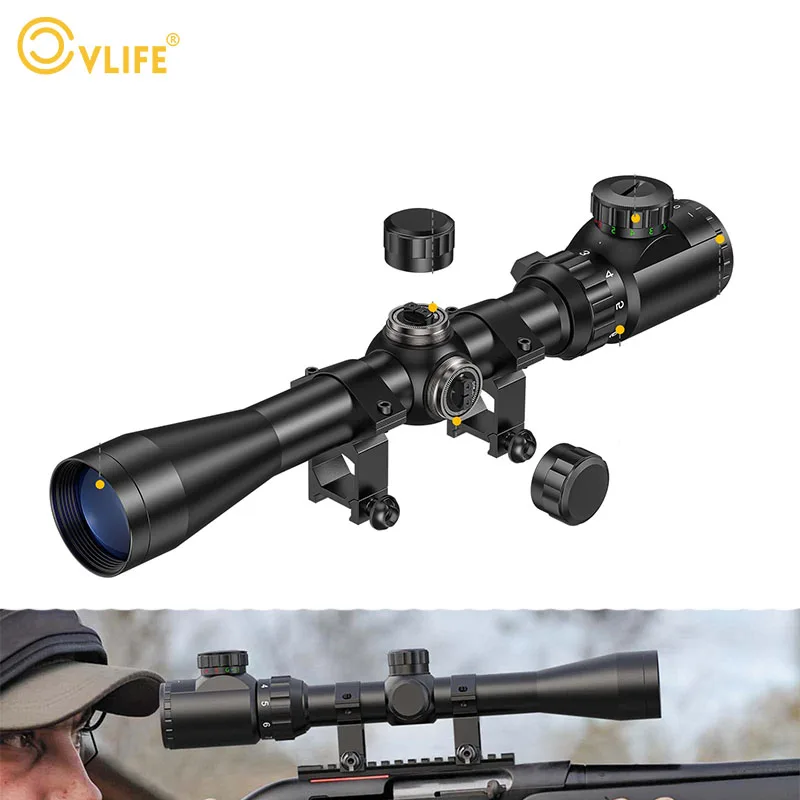 

CVLIFE Rifle Sniper Scope 3-9x40 Red and Green Illuminated Optical with 20mm Free Mounts Mil dot Hunting Riflescope