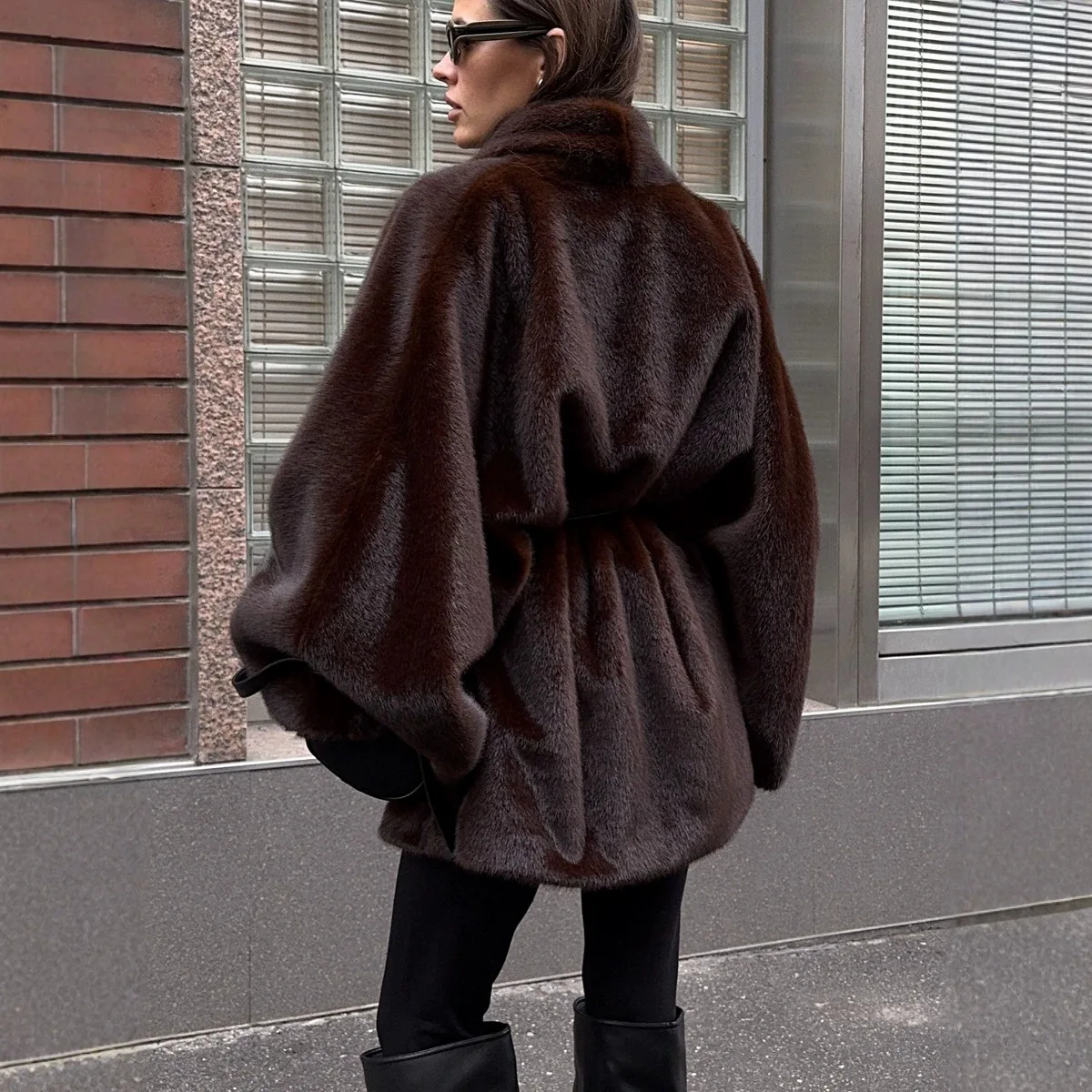 2026 Winter Thick Warm Long Faux Mink Fur Coat Women With Belt Luxury High Quality Elegant Chic Fluffy Fur Jacket Girls