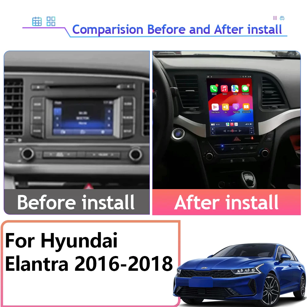 9.7 inch For Hyundai Elantra 2016-2018 Car Radio Android Auto GPS Navigation Multimedia Player Video Output 5G WIFI No 2din DVD