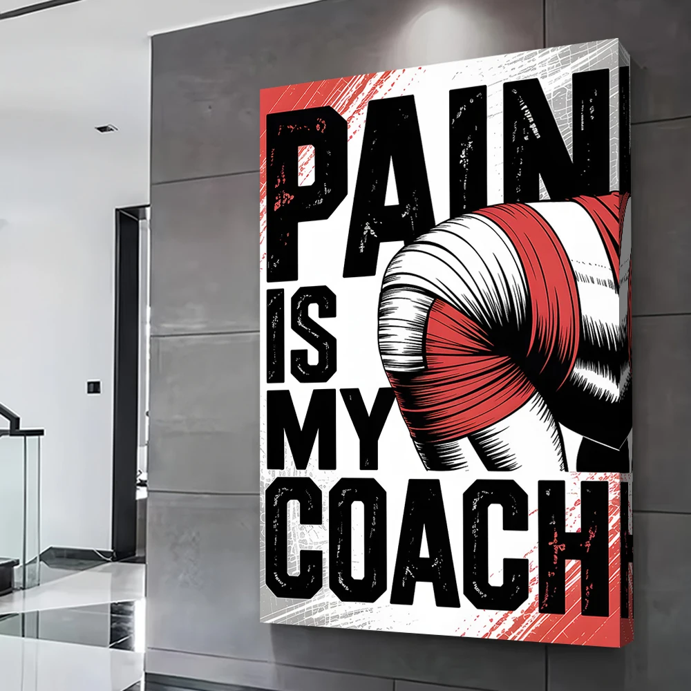 الألم هو مدربي تحفيزية الطباعة المشارك تخصيص صور الرسم على لوحات القماش الجدارية لتزيين الغرفة الجدارية الداخلية #2