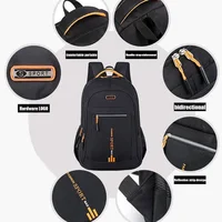 Unisex Large Capacity Backpack, Business Travel Laptop Bag, Multi-Compartment Design, Adjustable Straps, Ideal for Work Leisure - Image 2