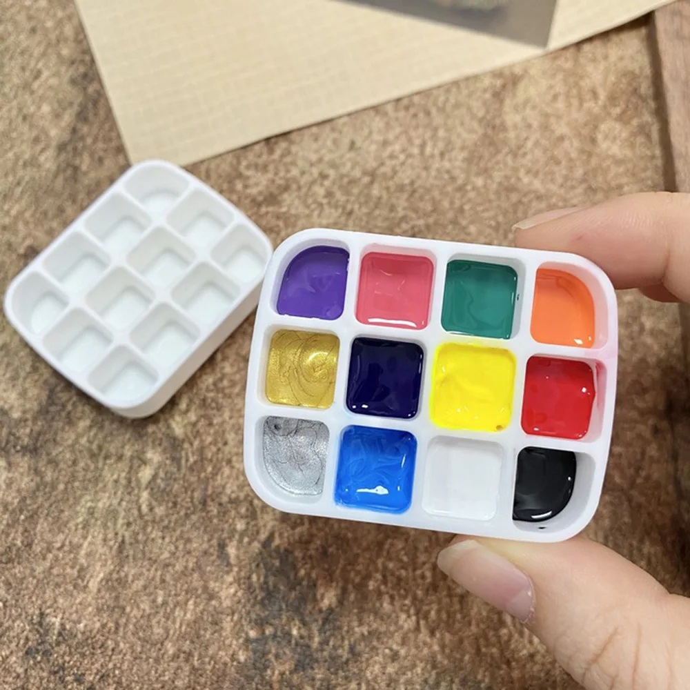 

Mini Paint Box Portable Watercolor Packaging Box Art Nail Polish Storage Container Outdoor Travel Pigment Case Drawing Supply