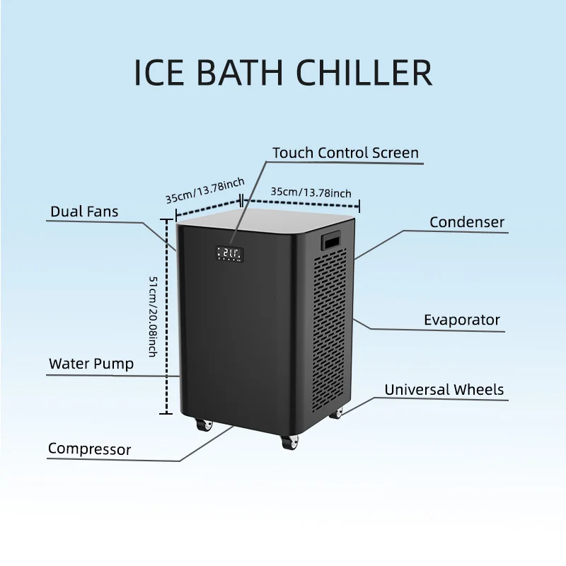 Chili Fitness Recovery Ice Bath Cooler Por Spa Ice Water Treatment Bath Cin Infla Cold Plug Bucket