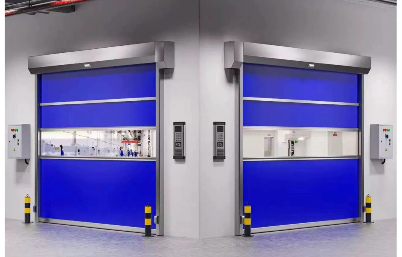 Auto Sensor PVC Industrial Rapid Door, Rolling Shutter Stacking Soft Curtain Door for Dust Free Workshop