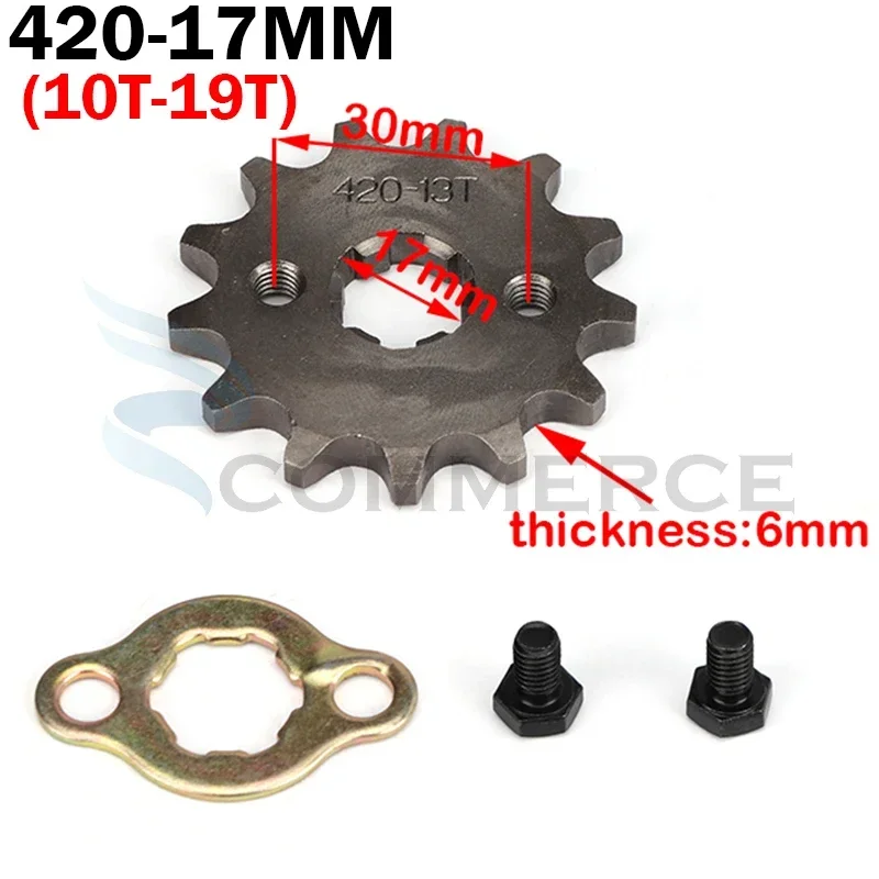 420 #   17mm 10 11 12 13 14 15 16 17 18 19T Zęby przedniej zębatki silnika do Dirt Pit Monkey Dax Bike Go Kart ATV Quad Motorcycle