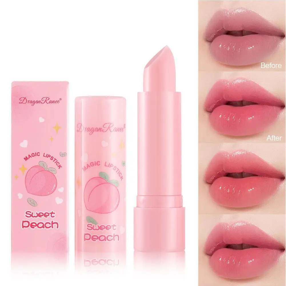 Peach Tinted Lip Balm Lipstick Color Changing Lip Gloss Lips Plumper Tint Gloss Moisturizing Tinted Lip Care Lasting Lipstick