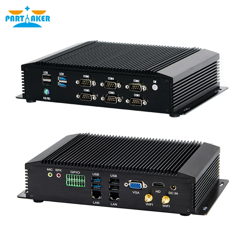 Partaker-ファンレス産業用ミニPC, Intel Core i7 10510u,8550u,i5,8250u,7200u,2 lan,gpio,4g,wol,6com,rs232,422, 485,wi-Fi