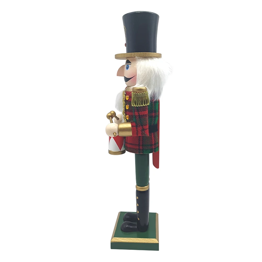 

Royal Soldier Wooden Christmas Nutcracker Decor Festive Plaid Fabric Unique Personality Tabletop Mantel Centerpiece