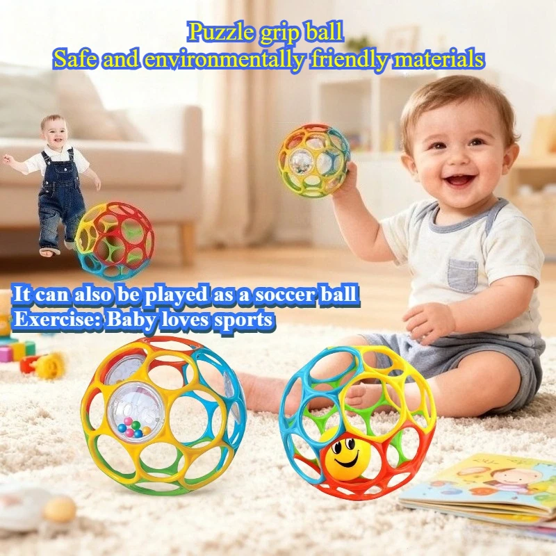Miękka piłka do chwytania dla niemowląt z dzwoneczkiem i piłką z dzwonkiem, zabawka sensoryczna do wczesnej edukacji, piłka do gryzienia, zabawka do ćwiczeń palców dla niemowląt.