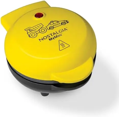 

Mini Cars & Trucks Waffle Maker – 5-Inch Non-Stick Griddle for Waffles, Eggs, Hash Browns – Fun Yellow Design
