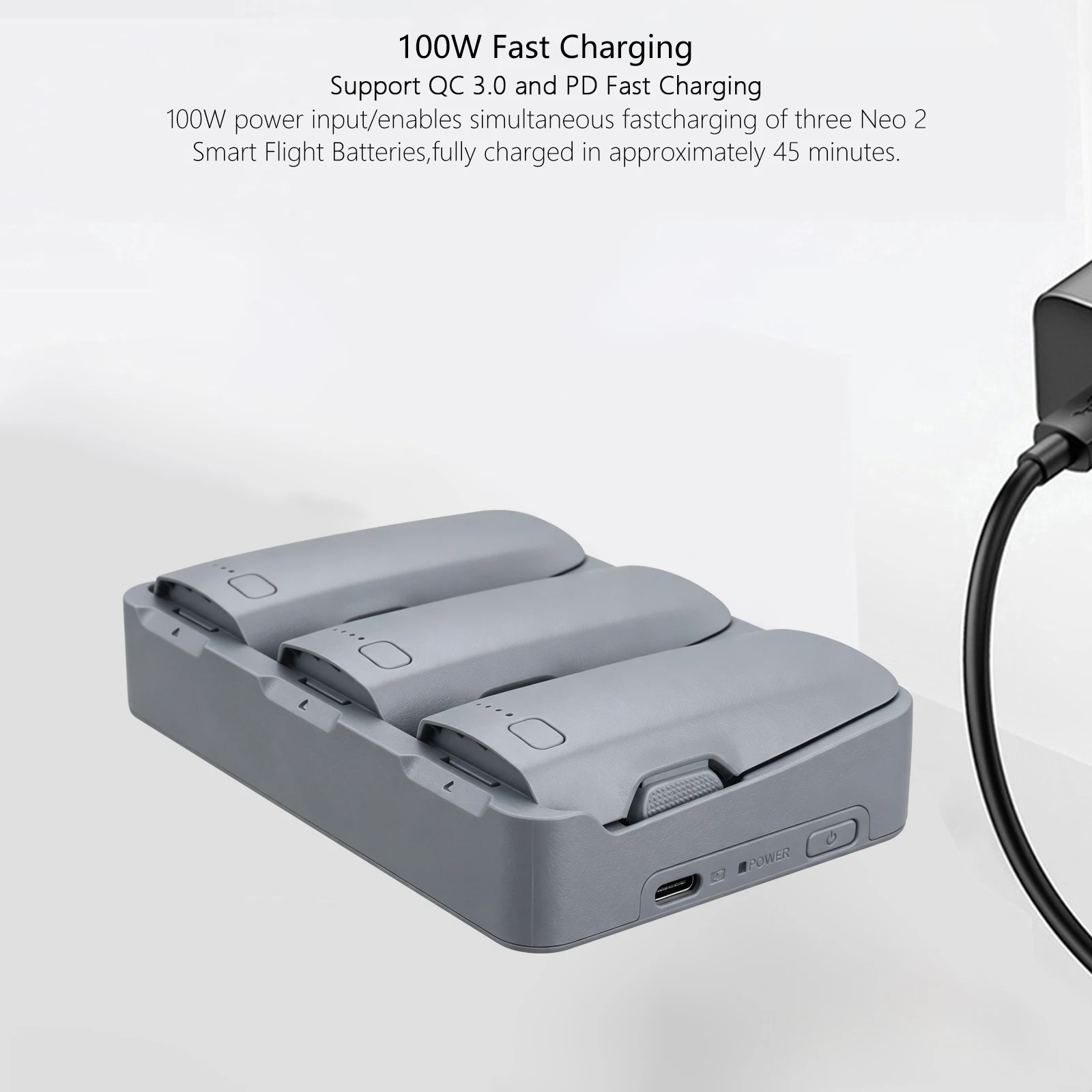Probty 3-Bay Batterieladegerät für DJI Neo 2 Smart Charging Hub Schnellladung für DJI NEO 2 Drohnenzubehör ﻿ – Detail 6