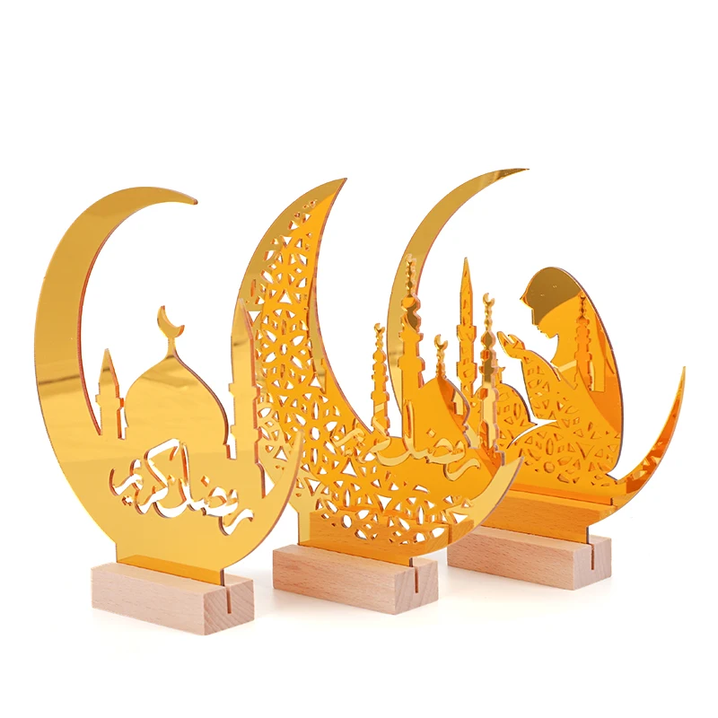 Eid Mubarak Acrylic Ornaments Ramadan Kareem Tabletop Decoration For Home 2025 Islamic Muslim Party Supplies Eid Al Adha Gifts