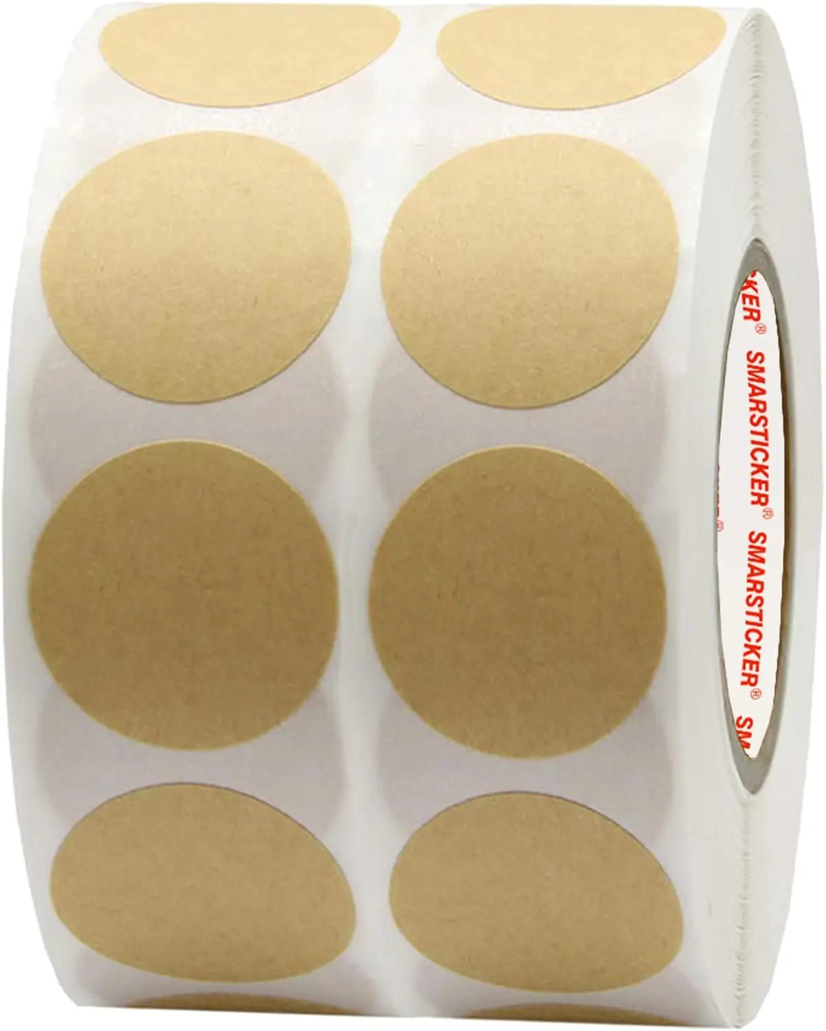 Brown Natural Craft Paper Cardboard Target Pasters Dot Kraft Price Stickers 1000 Permanent Adhesive Can Label (1 inch)