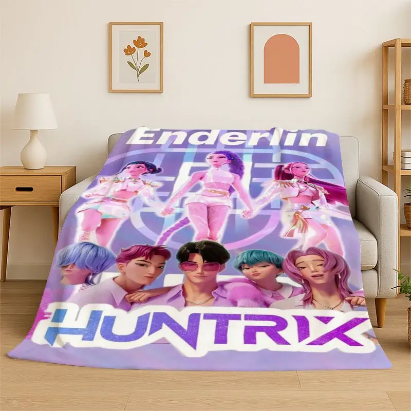 New KPop D-Demon H-Hunters Cartoon Flannel Throw Blanket,Warm Cozy Blanket for Bed,Sofa,Couch,Bedroom,Living Room,Office,Camping
