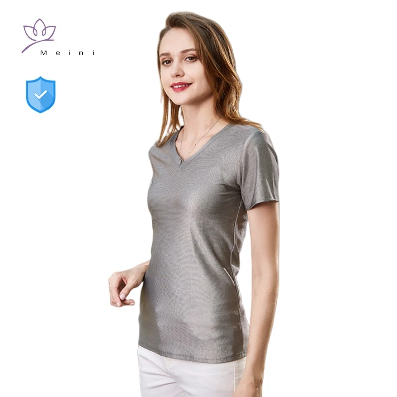 Electromagnetic radiation protective 100% silver fiber antibacterial T-shirt computers, mobile phones EMF shielding underwear