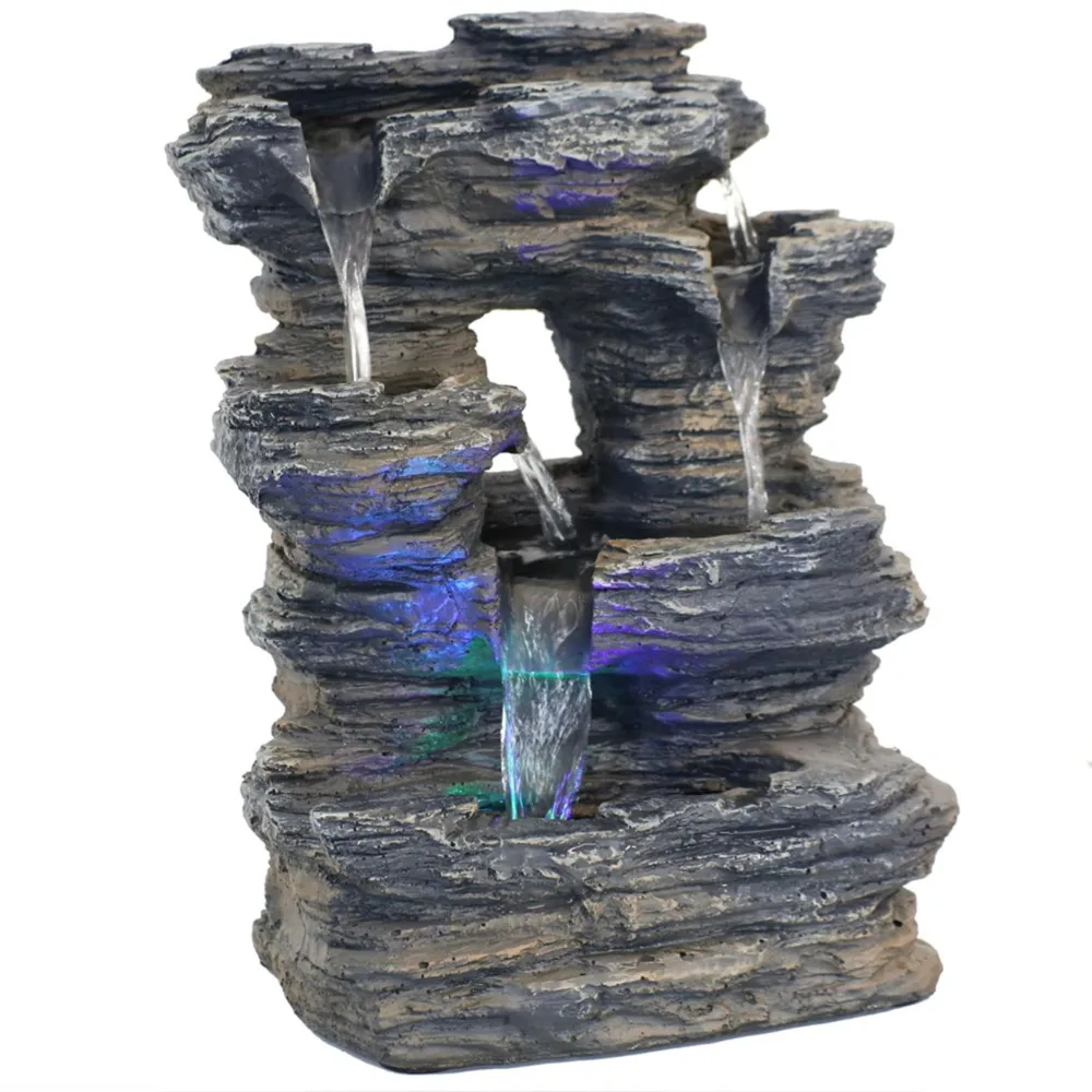 Stream Rock Cavern 13.5-Inch Tabletop Water Fountain with LED Multi-Colored Lights