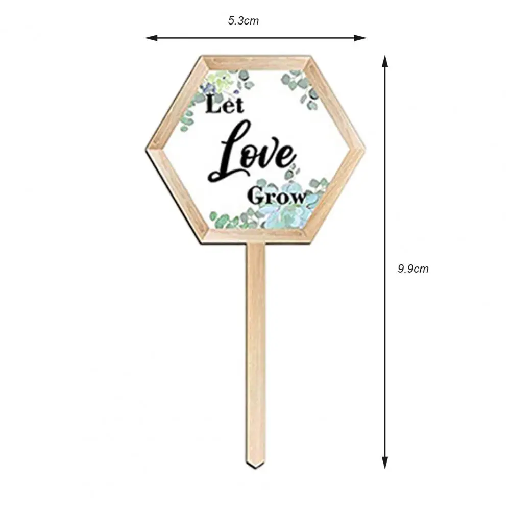 Pointy Bottom Plant Labels Hexagon Wooden Plant Stakes Let Love Grow with Potted Labels Wedding Favors Garden Decorations