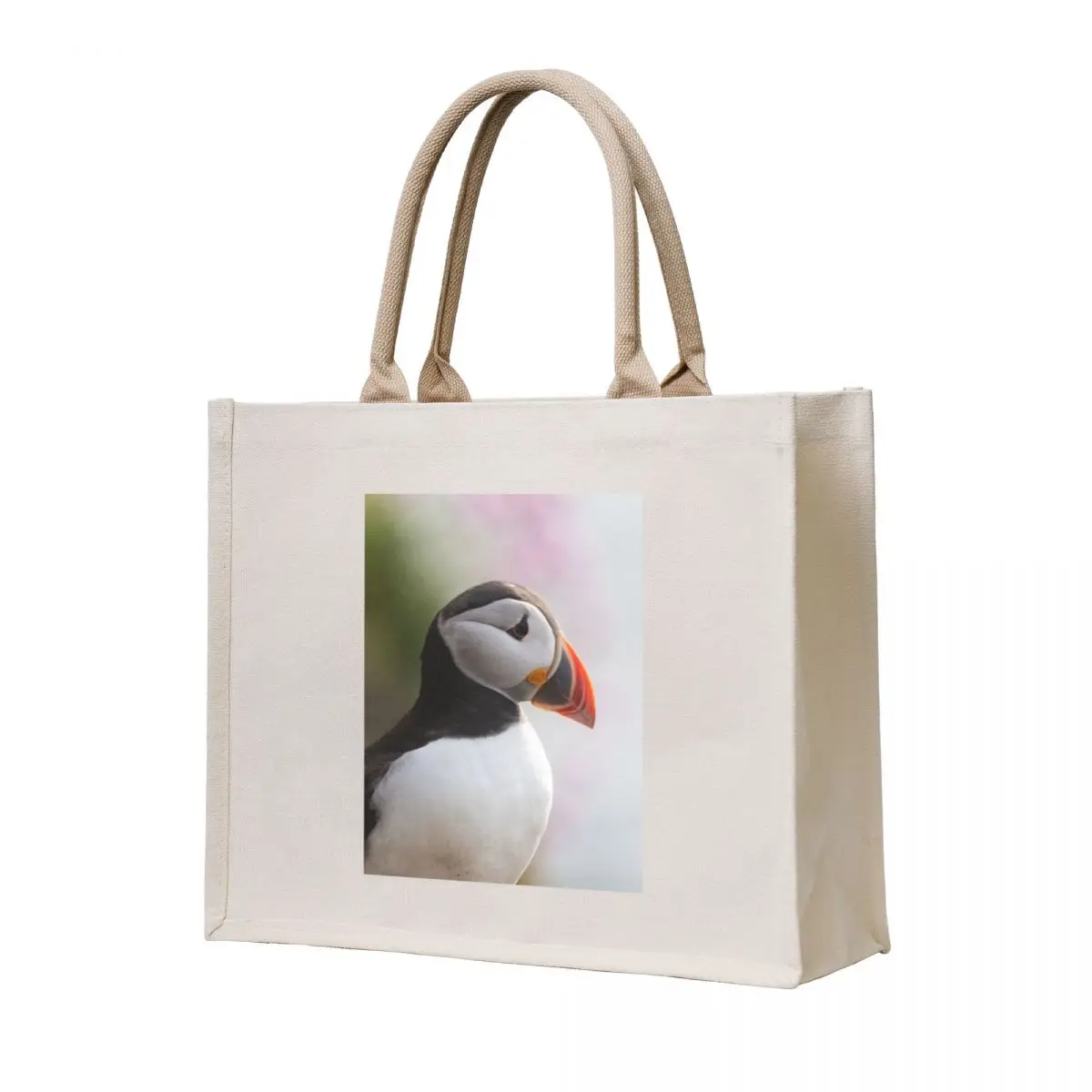 

Puffin and pink sea thrift Tote Bag bags for women cute tote bag Portable shopping bag