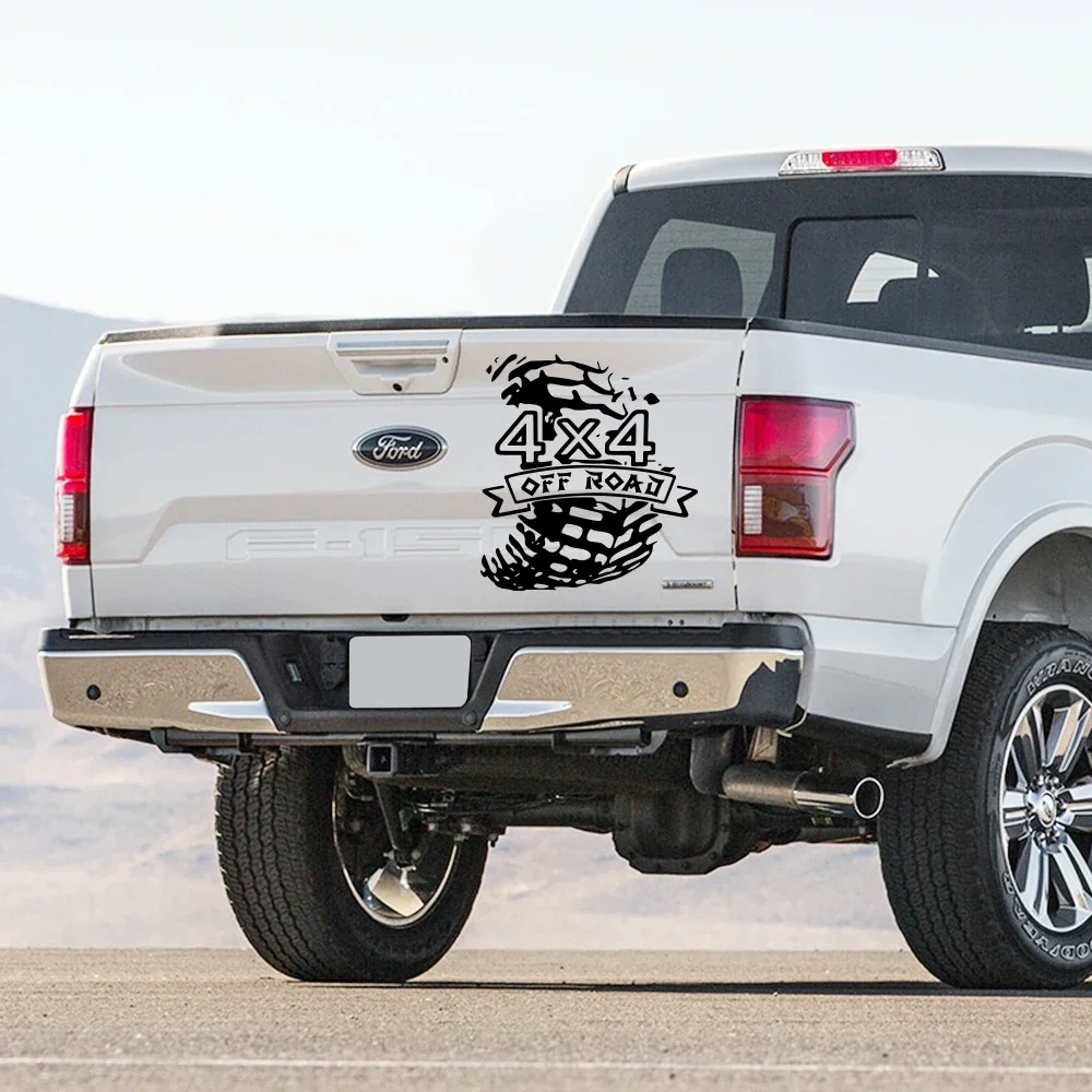 Pegatina de decoración para puerta trasera de coche, calcomanía de pista de neumático 4x4, para Ford F150 Ranger Chevrolet Silverado Dodge Ram Isuzu Dmax Pickup