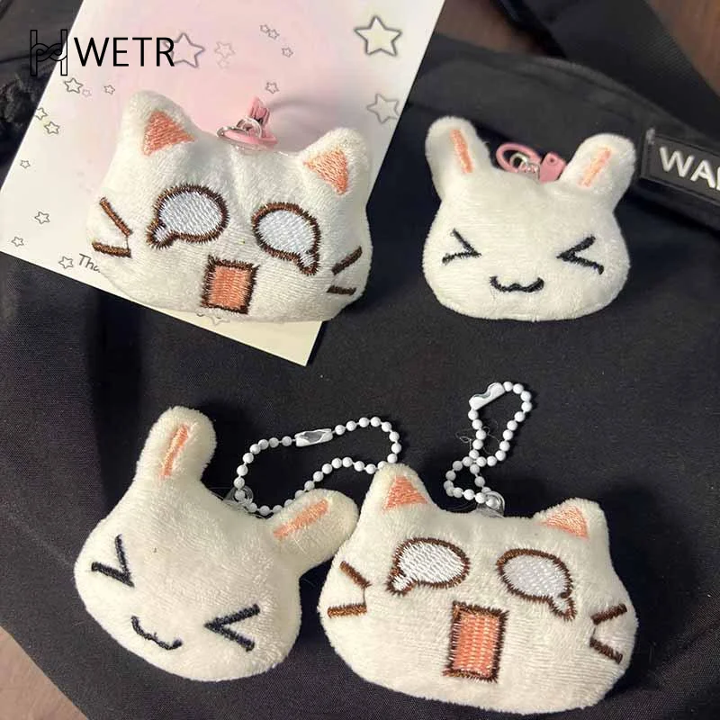 Cute Cartoon Shy Rabbit Plush Keychain Kawaii Fun Little Rabbit Plush Toy Backpack Pendant Decoration Accessories Gift