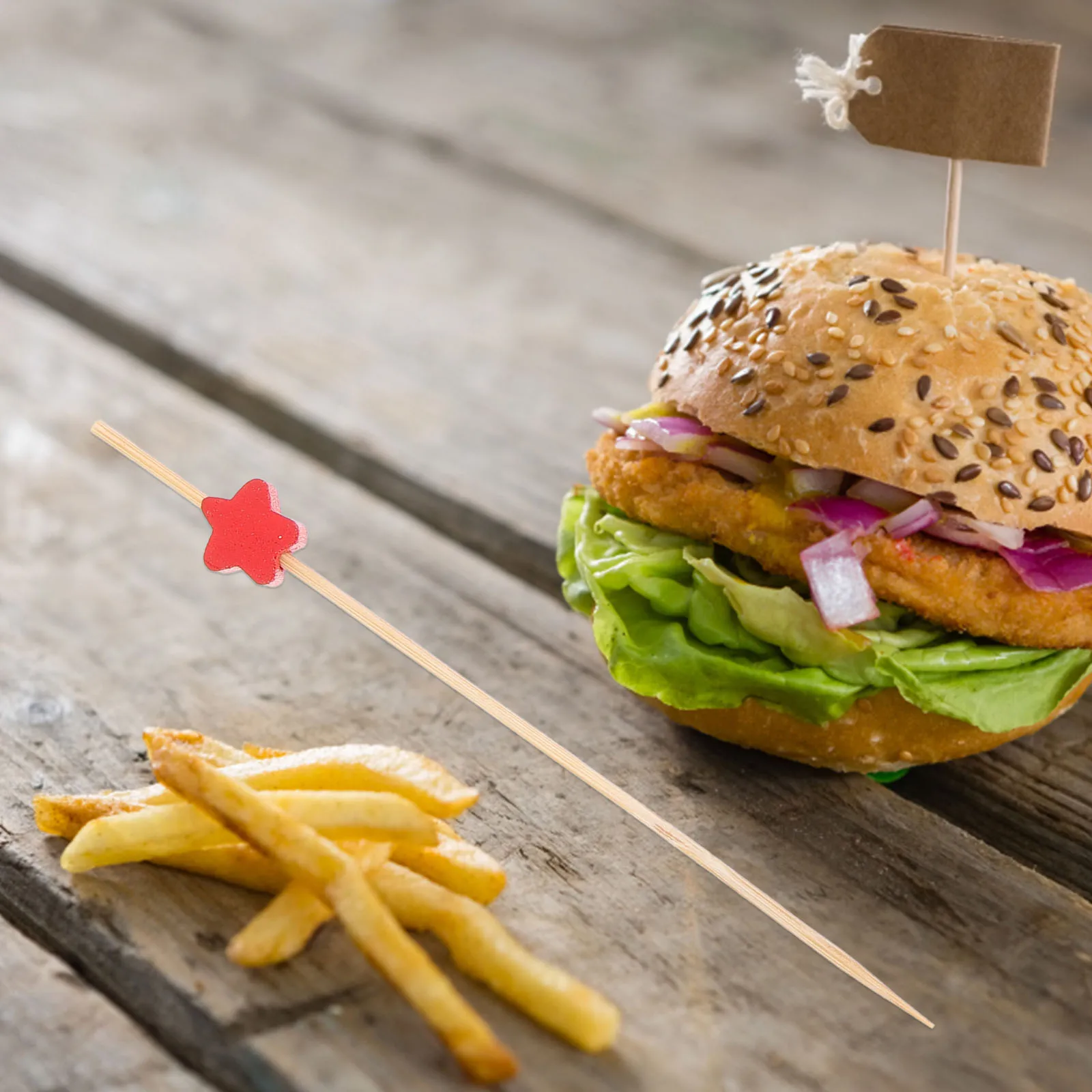 

100pcs Fruit Picks Bamboo Toothpicks Five-Pointed Star For Appetizers Cocktails Desserts Party Stir Sticks Disposable Food Picks