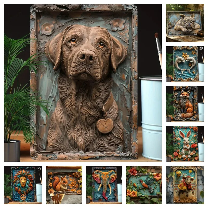 

1Pc Vintage Metal Beautiful Animals Wall Art Plaque Sign Perfect for Garden Home Garage Man Cave Bar Cafe Company Studio Decor