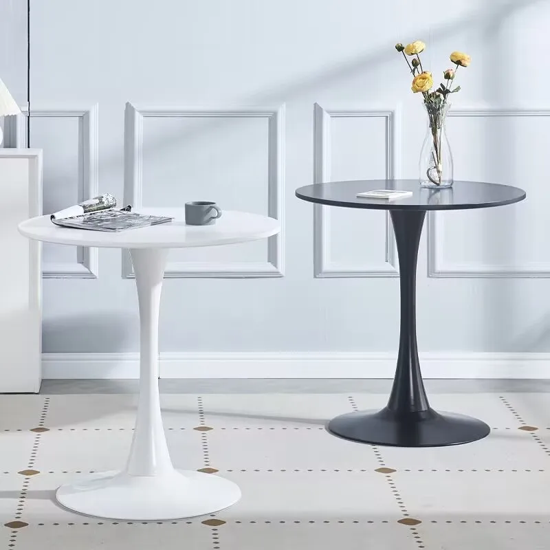 Fashioin Tulip Leisure Coffee Table White Black Round Dinning Desk For Home Office Room Ornament