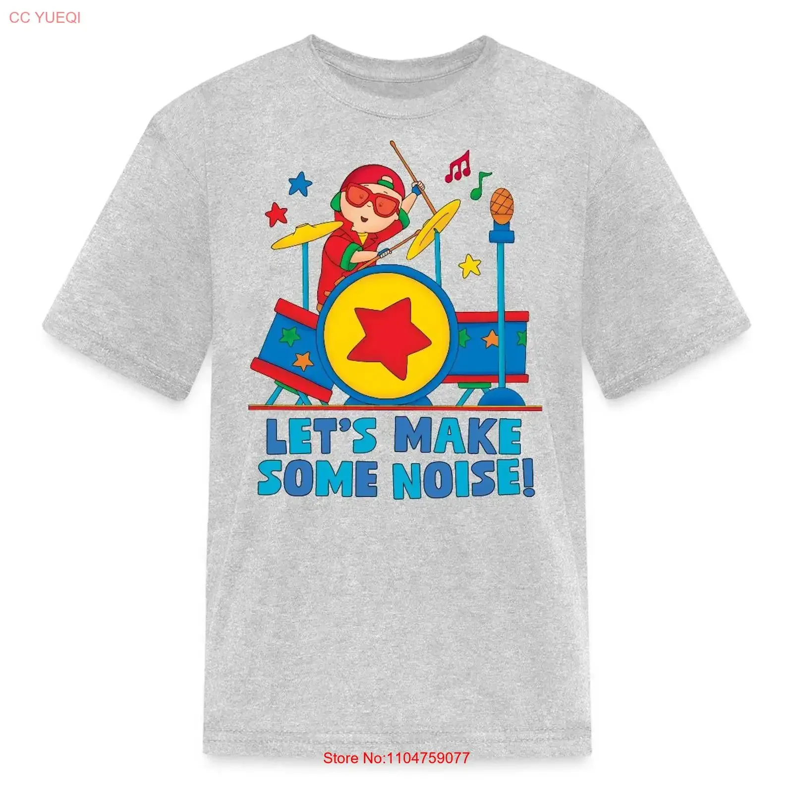 HOT Caillou Let's Make Some Noise Kids' T Shirt vintage Washed Versatile streetwear Soft Unisex Slightly Breathable Stretched