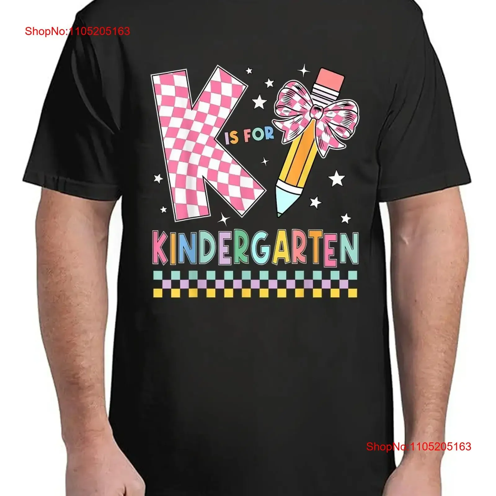 K Is For Kindergarten Back To School Pencil Bow Vintage Adult S 4XL T Shirt vintage Washed Slightly Top For Everyday Wear