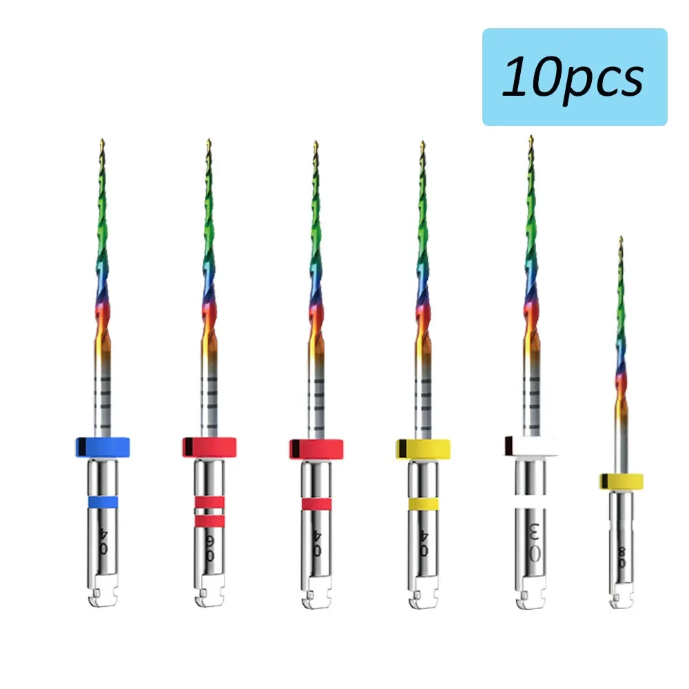 JINGT RAINBOW ONE 10PCS Dental Endodontic Rotary File Nickel-titanium File System Dental Root Canal Files Materials Relieve pain