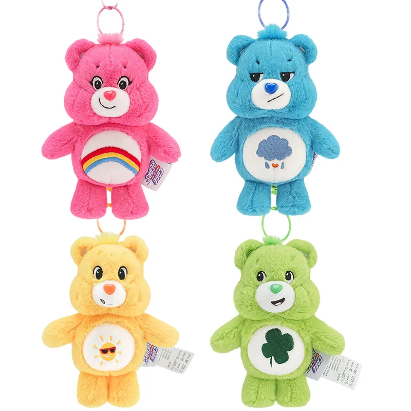 Sanrio Plush Kawaii Carebears Rainbown Bear Plush Anime Hobby Toy Keychain Bag Pendant with Sound Dolls Christmas Birthday Gifts