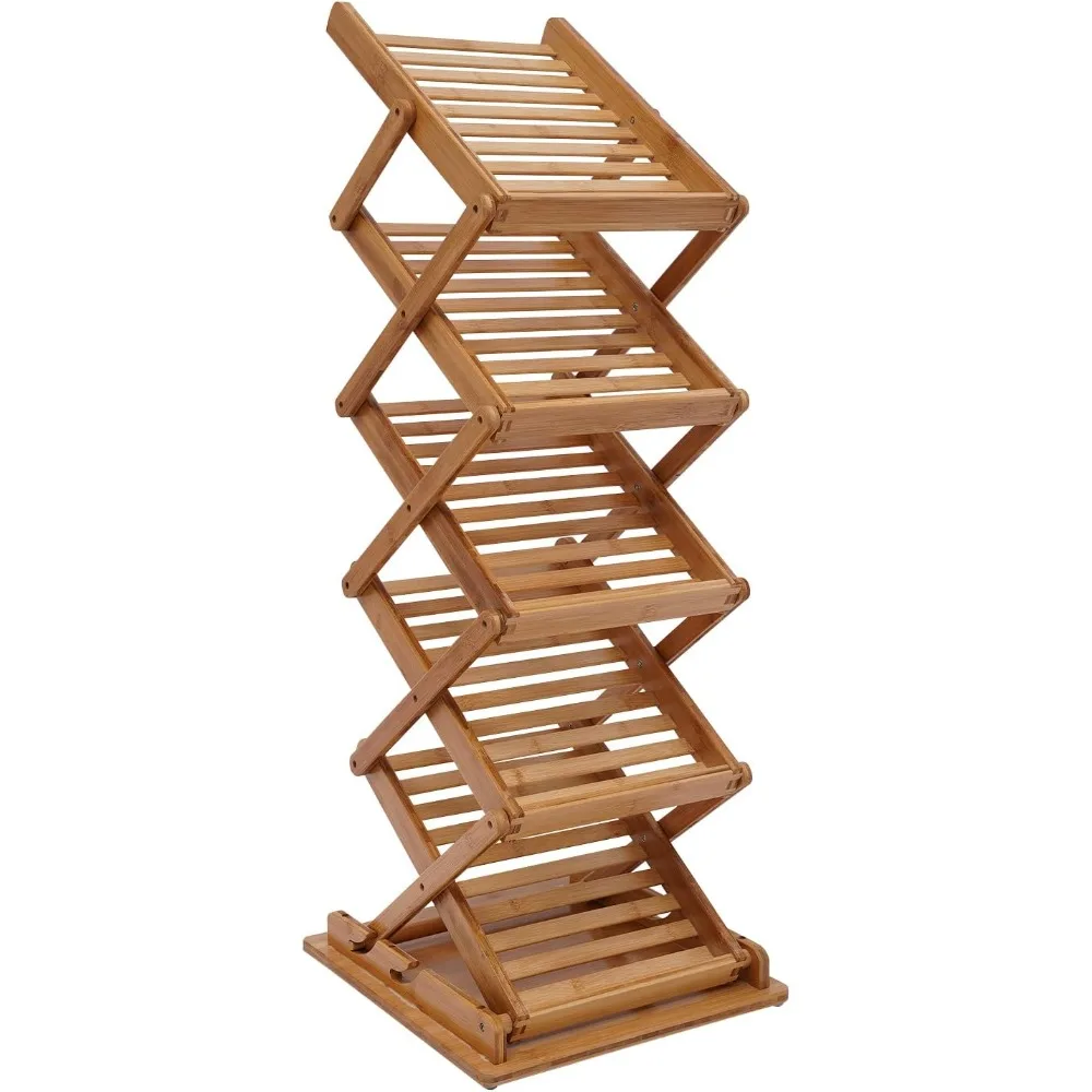 

Bamboo Foldable Magazine Rack Floor Stand,5-Layer Brochure Display Stand,Portable Pop-up Magazine Rack Shelf for Home Office Ret