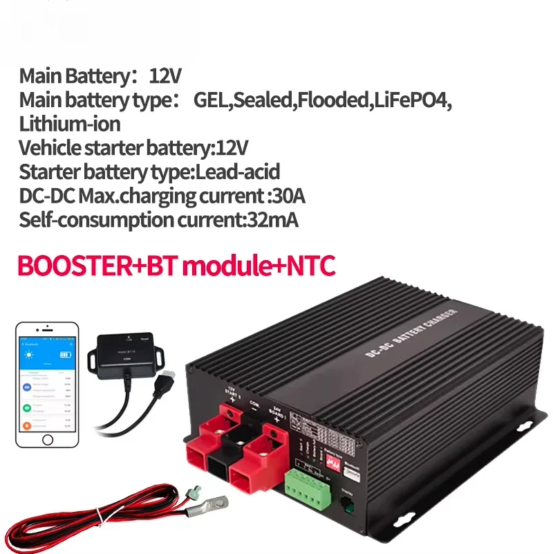 12V 30A 60A Automatische Slimme DC-DC Lader Booster voor RV Campers Schepen Marine Boten Vrachtwagens met Bluetooth