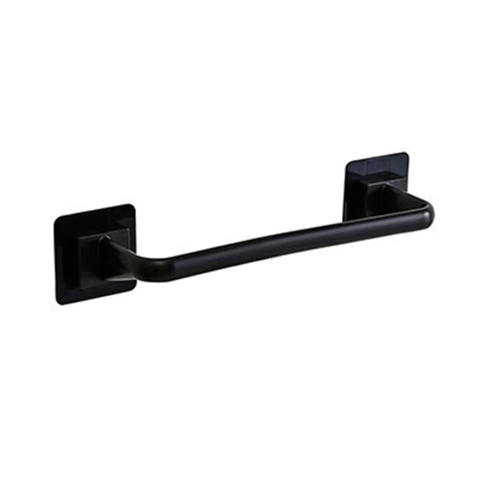 White Black Towel Rack Towel Rod Towel Holder Wall Track Rack Self-adhesive Wall Mounted Bathroom Kitchen Rust Proof Household