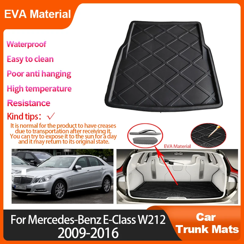 For Mercedes Benz E Class W212 2009~2016 Trunk Mat Rear Cargo Accessoies Interior Waterproof Protector Luggage Pads EVA Material