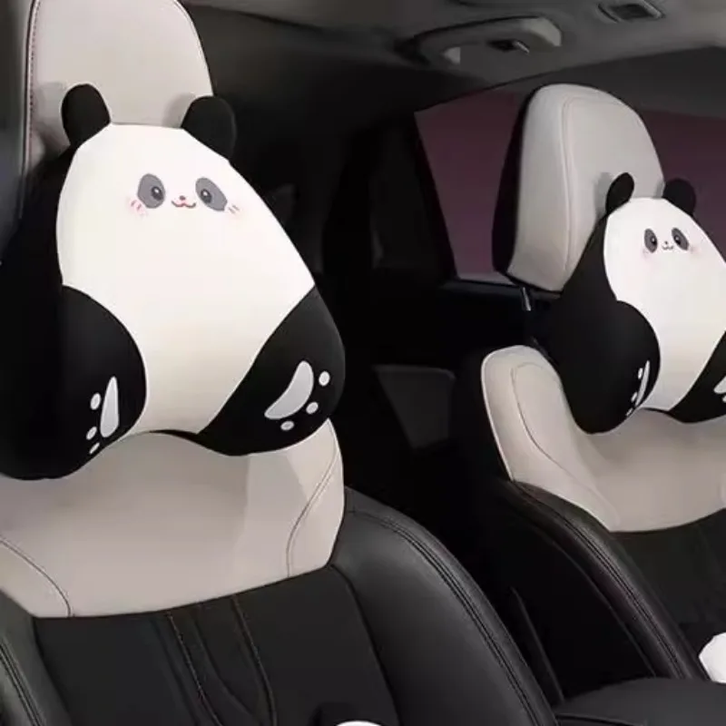 1/2 Stück niedliche Panda-Auto-Kopfstütze – Nackenkissen aus Memory-Schaum, ergonomische Unterstützung für den Fahrsitz im Auto