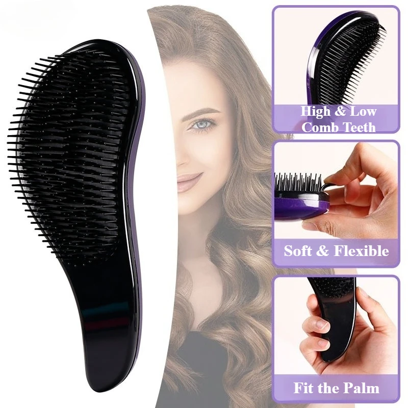 فرشاة الشعر السحرية المضادة للتشابك مجعد الشعر مشط تدليك فروة الرأس مكافحة ساكنة الاستمالة السلس فرشاة ناعمة شعر مستعار صالون تصفيف الشعر أدوات