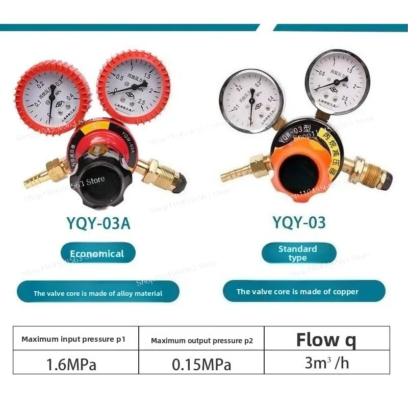 YQY-07/YQW-03/YQE-03 Oxygen/C3H8/Acetylene Pressure Regulator & Gauge for Welding, Industrial Gas Flow Control Replacement