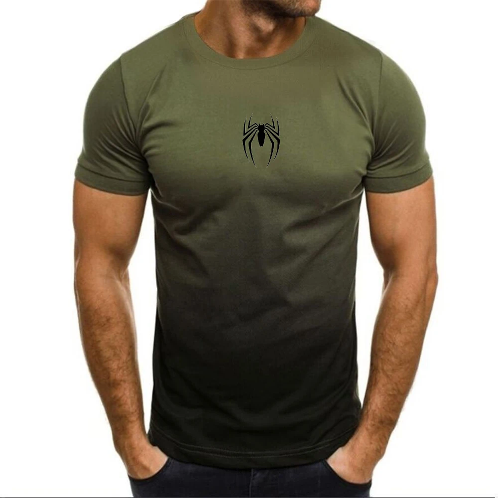 Mens T Shirt Gym Sports European And American Summer T-Shirts Fashion Casual 3D Gradient Short Sleeve Round Neck T-Shirt Tops