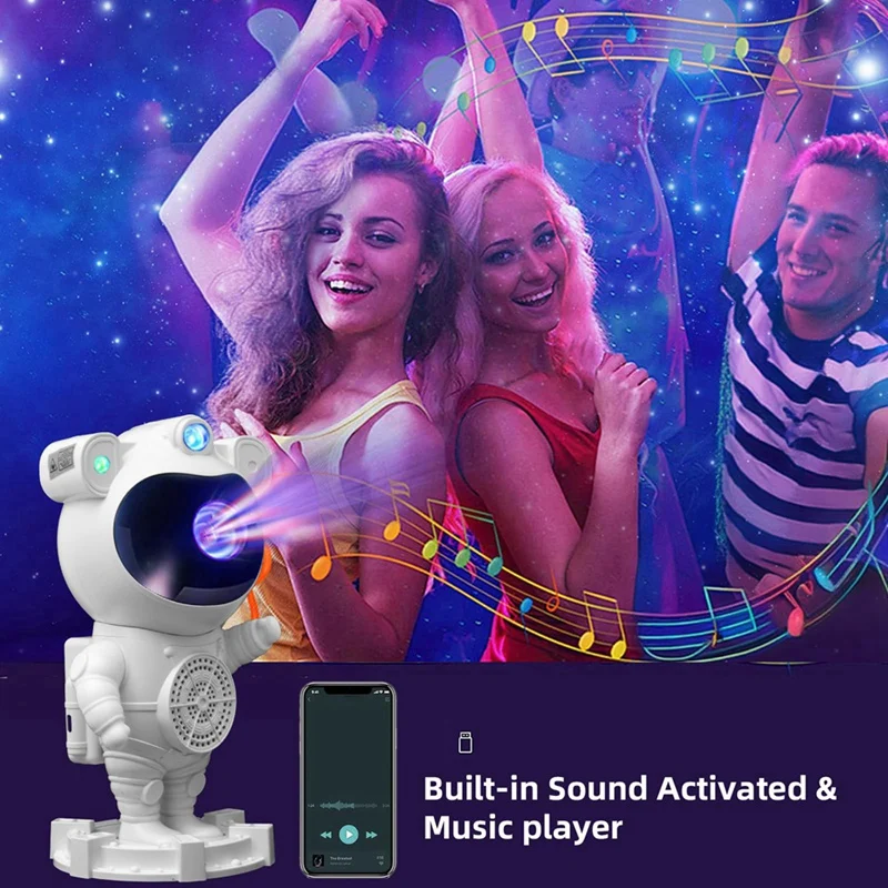 Galaxy Night Light Star Astronaut Galaxy Projector With Bluetooth Speaker, Timer, Remote - Perfect For Bedroom & Gifts