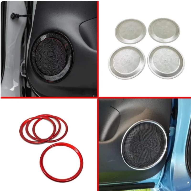 

Car Door Cover Stick ABS/Steel Audio Speak Sound Cover Ring Circle Lamp Trim 4PCs For Honda Fit Jazz 2020 - 2024