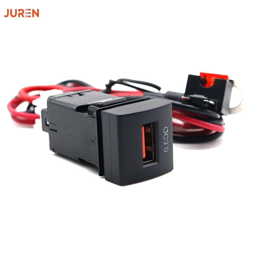 

Juren 1pcs USB Car Charger QC3.0 Car Charger Socket 12V 24V Phone Charge Power Adapter for Toyota Camry Carola TS-07-U