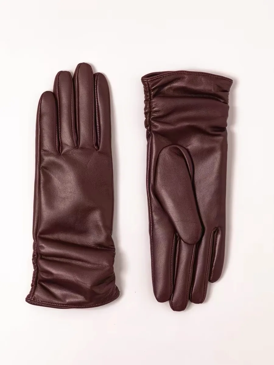 

Высококачественные перчатки из натуральной кожи, перчатки для сенсорных экранов, женские перчатки из 100% овчины, утепленные теплые коричневые женские перчатки с флисом