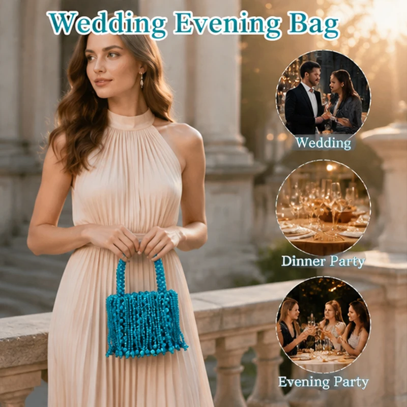 Namchebarwa Women Shoulder Bag Handbag Luxury Designer Clutch Purse Handmade Pearl Decoration Party Wedding Evening Bag Banquet