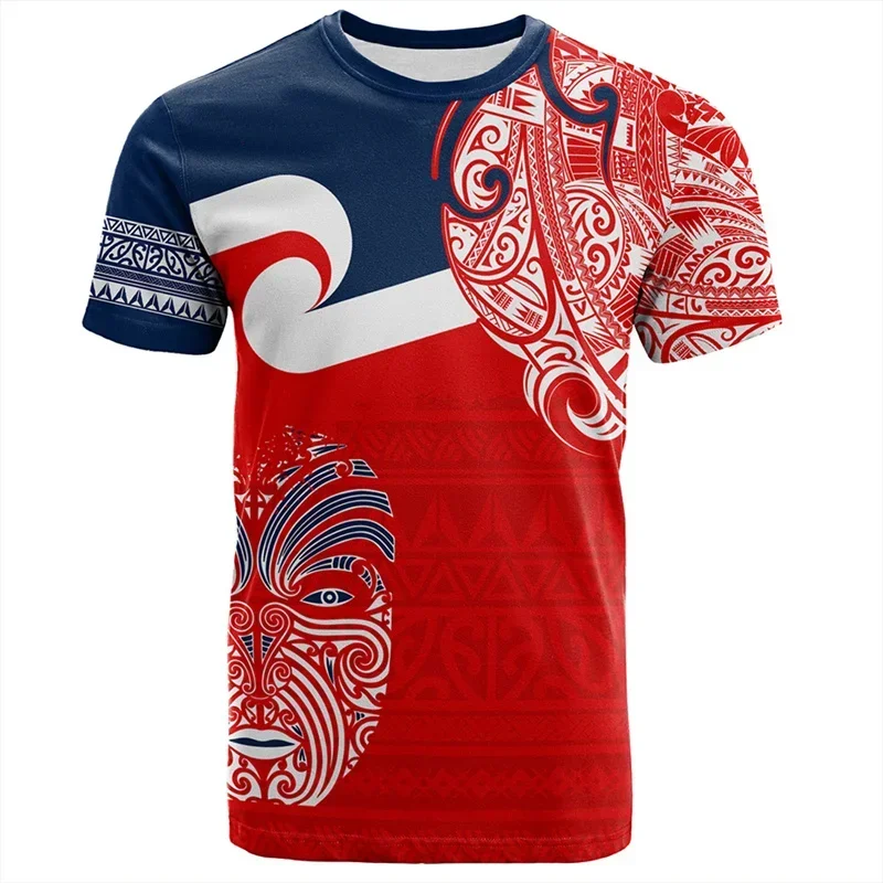 New Zealand Maori Men's 3D Rugby Ball Printed T-shirt, Fitness Quick Drying T-shirt, Hawaiian Children's Fashionable Gym Clothin